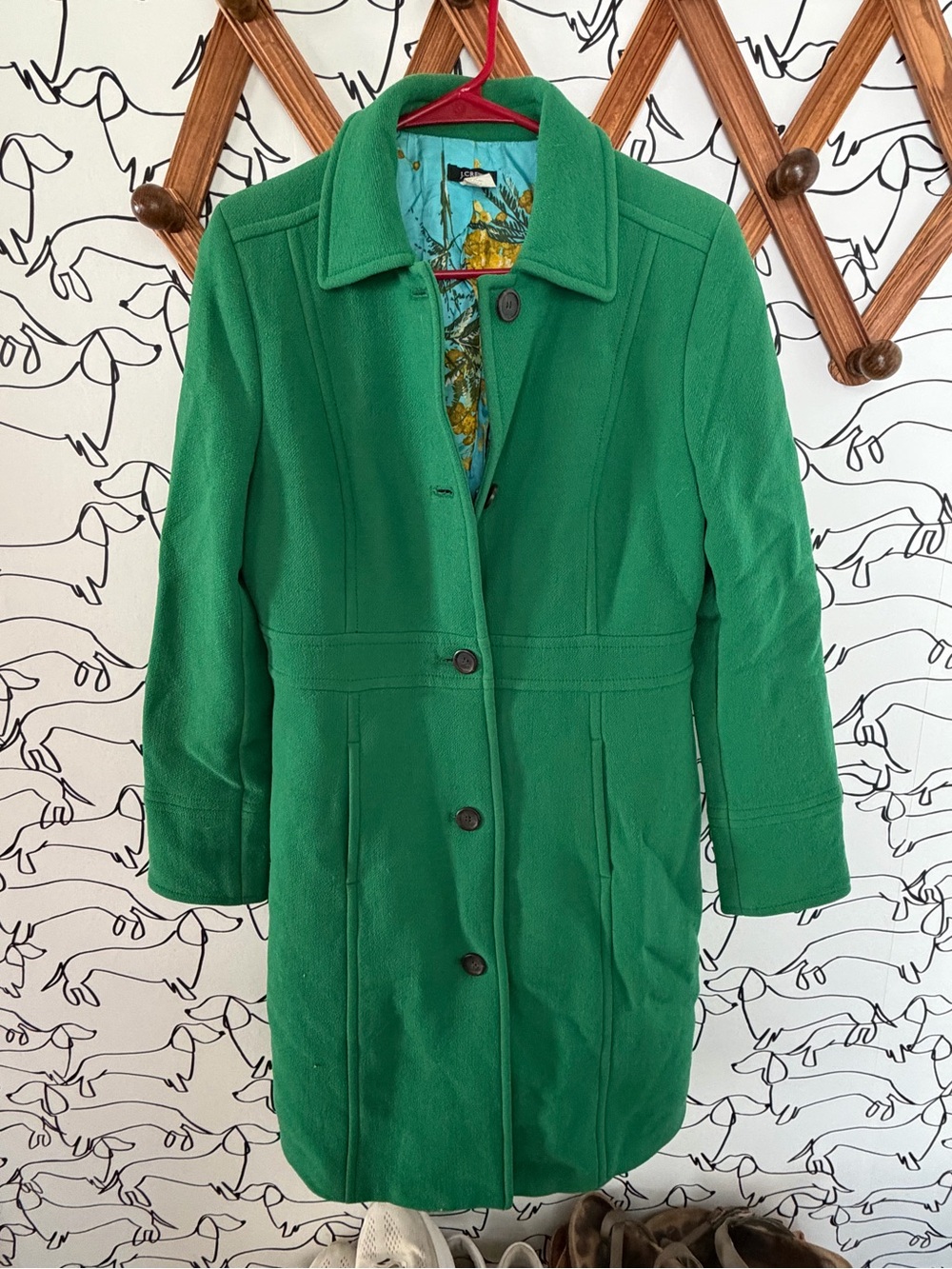 J. Crew Green Wool Blend Pea Coat